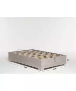 Letto piazza e mezza contenitore con piedini 'bed box' olmo naturale 120x190 cm